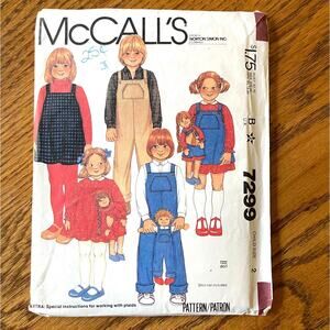 Vintage 1980s McCalls 7299 Sewing Pattern Size 2 Overalls Dress Jumper COMPLETE